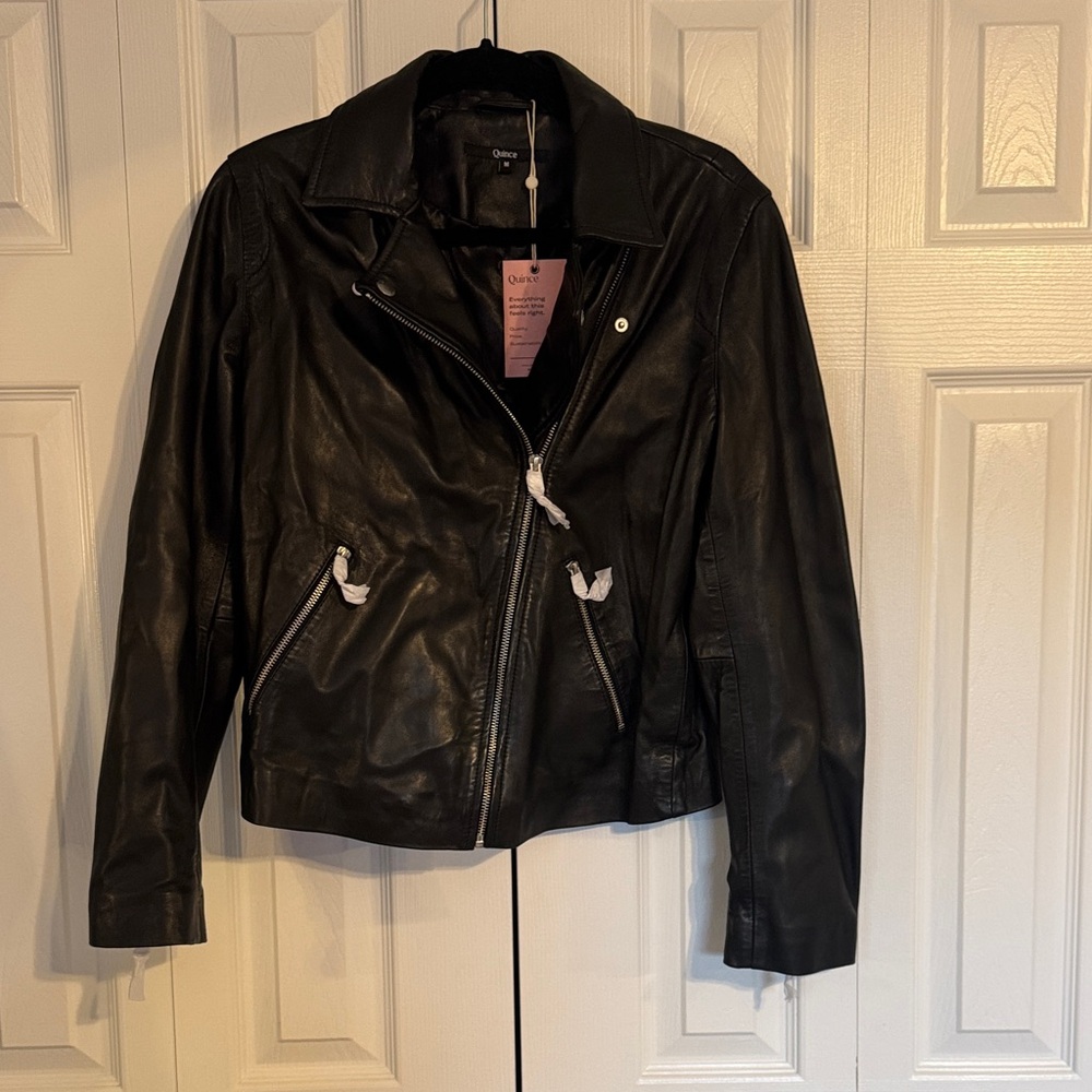 Quince 100% leather motorcycle jacket NWT